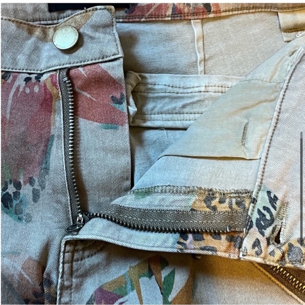 Desigual Camoflower Cargo Trousers beige floral print size 38 - Picture 6 of 12
